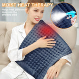 Heating Pad-Electric Heating Pads for Back,Neck,Abdomen,Moist Heated Pad for Shoulder,Knee,Hot Pad for Pain Relieve,Dry&Moist Heat & Auto Shut Off(Navy Blue, 33''×17'')