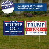 Probsin Trump 2024 Yard Sign 2 Pack Double Sided 12" x 17" with H-Stakes Blue and White Signs Take America Back Voted for Trump Outdoor Decorations for Yard, Lawn, Garden, Window, Party Supplies