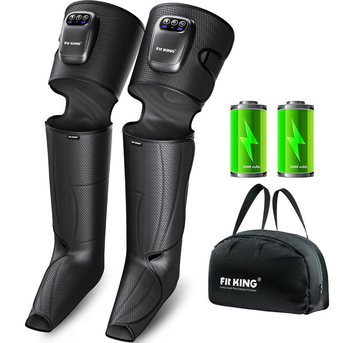 FIT KING Cordless Full Leg Massager Compression Boots, Rechargeable Foot and Calf Massager for Travel, Blood Circulation & Fast Recovery, Pain Relief | No External Long Air Hoses,Gift Idea