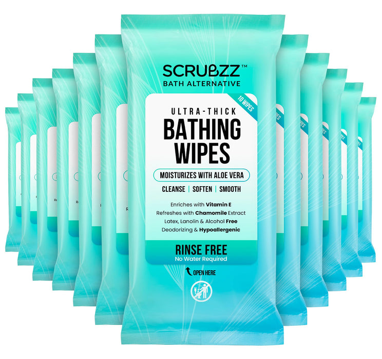 Extra Large Bath Wipes for Adults Bathing No Rinse - Disposable Body Cleansing Wipes for Men, Women & Elderly - Great for Gym, Camping, Post Surgery - Shower Wipes - 120 Count