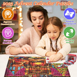 Advent Calendar 2023 Christmas Jigsaw Puzzles-Christmas Surprise Countdown Calendars for Adult and Kids,24 Parts 1008 Pieces Holiday Puzzle to Christmas Gifts Decorations with Puzzle Saver