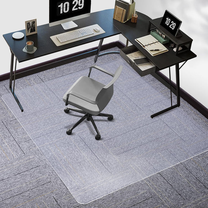 TYDLE Clear Chair Mat for Carpet - 60"x46" Large, 0.09" Thick Heavy Duty Office Mat With Grips, Non-Slip Rolling Computer Under Desk Mat for Home (Carpeted Floors)