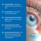 Fortifeye Focus Eye Care Supplement | Triple Carotenoid Including Astaxanthin, Lutein, and Zeaxanthin | 30 Softgel Capsules