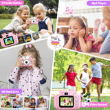 Upgrade Kids Camera for Boys Girls, Toddler Digital Selfie Camera with Cute Protective Cover and 32G SD Card, Christmas Birthday Gifts Toys for 3 4 5 6 7 8 9 10 11 12 Years Old Little Girls and Boys