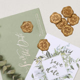 UNIQOOO Wax Seal Stickers - Olive Branch Wedding Invitation Envelope Seal Stickers, 50 Pcs Self- Adhesive Antique Gold Stickers, Perfect for Invitation, Christmas, Gift Wrapping