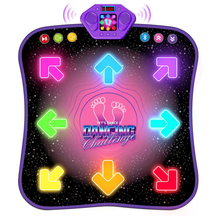 Flooyes Dance Mat for Kids 3-12 Years Old, Bluetooth Electronic Dance Pad, Light-up 8-Button Dance Mat Toys with 5 Game Modes, Christmas Birthday Toys Gifts for 3 4 5 6 7 8 9 10 11 12+ Year Old Girls