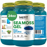 Max Fit Sea Moss Gel Organic Raw (12 Flavors) 24oz Wildсrafted Gold Sea Moss Gel from Saint Lucia | 92 Vitamins and Minerals | Pure Raw+Non-GMO | Vegan Superfood