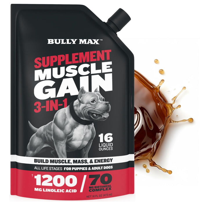 Bully Max 3-in-1 Liquid Muscle Building Supplement for Dogs. for All Breeds & Ages. Clinically Tested. #1-Rated Brand Since 2008