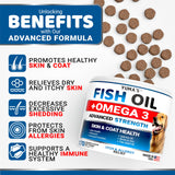 Omega 3 Fish Oil for Dogs - 170 Chews - Skin and Coat Supplement - Omega 3 for Dogs - Dry & Itchy Skin Relief Treatment - Allergy Support - Dog Anti Shedding Treats - Shiny Coats - EPA & DHA - Salmon