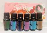 Spa Day - Gift Set of 6 Premium Fragrance Oils - Lavender Breeze, Sweet Rain, Coconut Sandalwood, Black Fig & Honey, Patchouli Saffron and Spa