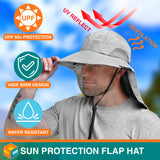 SUN CUBE Wide Brim Sun Hat with Neck Flap, Fishing Hiking for Men Women Safari, Neck Cover for Outdoor Sun Protection UPF50+ | Light Gray