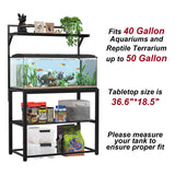 GDLF 40-50 Gallon Fish Tank Stand with Plant Shelf Metal Aquarium Stand with Storage Shelf 36.6" x 18.5" Tabletop Fits Turtle Tank, Reptile Tank or Bearded Dragon Tank