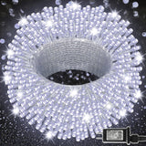 LJLNION 300 LED String Lights Outdoor Indoor, Extra Long 98.5FT Super Bright Christmas Lights, 8 Lighting Modes, Plug in Waterproof Fairy Lights for Holiday Wedding Party Bedroom Decorations ( White)