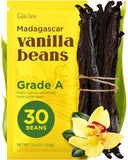 30 Madagascar Vanilla Beans for making Vanilla Extract - Grade A Vanilla Beans for Baking - 5-7 Inches (12 to 15 CM) long Vanilla Pods, Caviar Rich, Flavorful Fresh Vanilla Bean Pods by Gya Labs