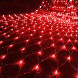 WATERGLIDE Outdoor Christmas Net Lights, 12FT x 5FT 360 LED Mesh String Light with 8 Lighting Mode, Connectable Waterproof Lights for Garden Tree Bushes, Valentines Day Wedding Party Decorations, Red