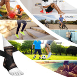 JIUFENTIAN Copper Ankle Brace Adjustable Compression Sleeve (Pair)-Ankle Support Heel Brace for Achilles Tendonitis, Plantar Fasciitis-Eases Swelling and Sprained Ankle(Small)