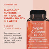 Reserveage Beauty, Vegan Collagen Builder, Plant-Based Collagen Booster for Glowing Skin, Vitamin C Supplement for Hydrated Skin, White Tea and Bamboo Extracts, Gluten Free, 60 Capsules