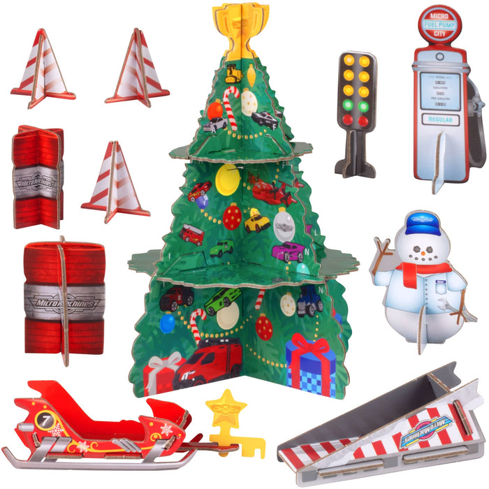 Micro Machines 2024 Holiday Christmas Advent Calendar 25 Piece Christmas Toy Playset - Includes Mini 2" Toy Cars Figures & Accessories - Racetrack Collectible Playset - Gift for Boys, Girls, and Kids