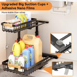 Under Sink Organizer, 2 Packs 2 Tier Under Sink Organizers and Storage, Slide out Pull out Cabinet Organizer Shelf, Metal Sliding Drawer for Kitchen Bathroom Pantry Cabinet Closet Organization Rack