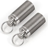 Titanium Waterproof Keychain Pill Holder Container,Portable Mini Size Pill Box Case for Outdoor Travel Camping （2 Pack）