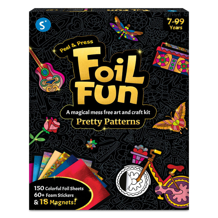 Skillmatics Foil Fun - Pretty Patterns, 18 DIY Magnets Mess-Free Art, Colorful Creative Party Activity, Craft Kits, 60+ Foam Stickers, Christmas Gifts for Kids, Teens, Adults, Families