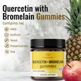 HERBAMAMA Quercetin with Bromelain Gummies - Quercetin Supplement for Respiratory Function - Immunity Boosting Quercetin Gummies - 60 Vegan Non-GMO Apple-Flavored Chews