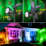 ROSHWEY Solar Outdoor Lights Waterproof, 9 Lighting Modes Halloween Christmas Solar Garden Lights Colored Landscape Spotlights Spot Lights Outdoor Lighting for Backyard House Yard Pool Patio- 4 Pack