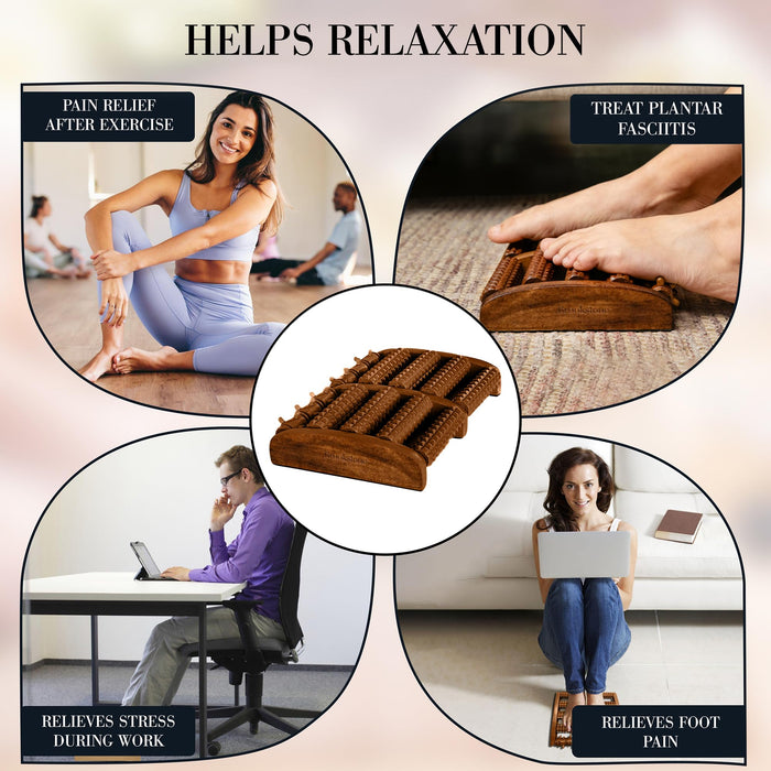 Brookstone Foot Roller Massager for Plantar Fasciitis Relief – Wood Foot Massage Tool – Stimulate Foot Reflexes, Relieve Stress, and Soothe Tension - Wooden Rolling Massager (Walnut)