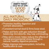 Fidobiotics Good Guts for Big Mutts Probiotic for Dogs, 12 Billion CFUs, 11 Strains, 5 Digestive Enzymes, 2 Prebiotics, Digestive Gut Health for Dogs, Adult & Puppy Probiotics Supplements (20 Days)