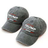 Fengligoo 2Pcs Trump Hat 2024 Take America Back Trucker Hat Grey Cotton Baseball Cap for Men Women