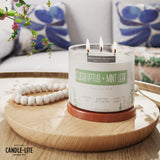 Essential Elements by Candle-lite Scented Candles, Eucalyptus & Mint Leaf Fragrance, One 14.75 oz. Three-Wick Aromatherapy Candle with 45 Hours of Burn Time, Off-White Color