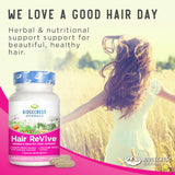 RidgeCrest Herbals Hair ReVive, Nutritional Hair Supplement with Vitamin C, Biotin (6000mcg), Zinc, and Copper, Hair Vitamins for Women to Support Healthy Hair, Skin, and Nails (120 Caps, 30 Servings)