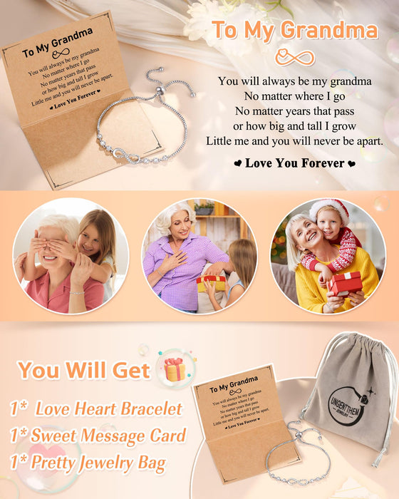 UNGENT THEM Grandma Christmas Birthday Gifts Presents Ideas Best Grandmother Bracelet Grandparents Valentines Day Mothers Day Gifts for Grandma Elderly Gigi