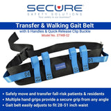 Secure Gait Belt for Seniors with 6 Handles, Quick Release Clip Buckle, 52"x4" - Medical Walking & Transfer Gate Belts Lifting Elderly, Physical Therapy Patient Lift Aid Assist Strap, Nursing Students
