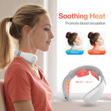 COMFIER Portable Heated Neck Massager for Pain Relief,EMS Intelligent Electric Pulse Neck Massager with Heat, FSA Smart Wireless Neck Massager with 3D Electrode Pads for Women Men