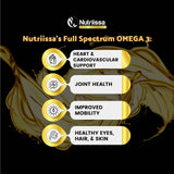 Nutriissa Omega 3 - Full Spectrum - 180 Count - High Concentrate Formula Fish Oil, Krill Oil, Cod Oil, Salmon Oil - Advanced Blend