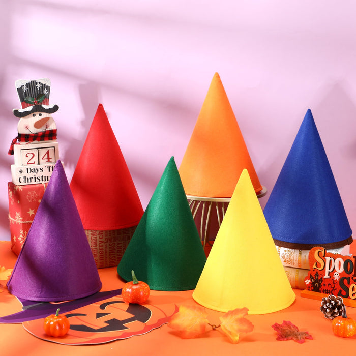 SATINIOR 7 Pcs Gnome Hat Felt Crayon Costume Hat Dwarf Christmas Elf Cone Hats for Halloween Cosplay