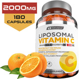 Premium Liposomal Vitamin C 2000mg - 180 Capsules –Ultra Potent High Absorption Ascorbic Acid, Supports Immune System & Collagen Booster - Powerful Antioxidant High Dose - Fat Soluble