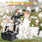 blessny 2-in-1 Fog Bubble Machine, Smoke Bubble Maker for Stage Halloween Christmas Birthday Party Wedding, 8000+ Fog Filled Bubble Per Minute, 250W (Black)