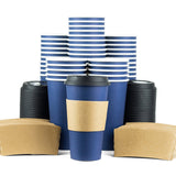 Glowcoast Disposable Coffee Cups With Lids - 20 oz To Go Coffee Cup (80 Pack). Large Travel Cups Hold Shape With Hot and Cold Drinks, No Leaks! Paper Cups with Insulated Sleeves Protect Fingers!