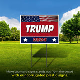 Donald Trump - Trump 2024 Stars - Double Sided -Durable Quality of Yard Sign and Road Sign with Stand - Rectangular 18" x 24" and 4mm Thick Corrugated Plastic - Made in the USA