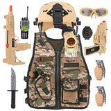 Liberty Imports Kids Army Soldier Military Combat Marines Desert Camo Halloween Costume, Deluxe Dress Up Cosplay Role Play Set with Helmet, Toy Guns, Accessories (11 Pcs)