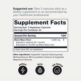 40,000mg Pure Black Maca Root Extract - Ultra Concentrated 20:1 Single Origin Wildcrafted Third-Party Tested Black Maca Powder Capsules for Men & Women - Peruvian Black Macca Root Powder -120 Veg Caps