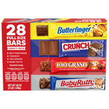 Butterfinger, CRUNCH, Baby Ruth and 100 Grand, 28 Count, Assorted Full Size Individually Wrapped Candy Bars, Halloween Candy, 48 oz