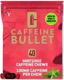 Caffeine Bullet 40 Mint Caffeine Gummies for Adults = 4000mg Caffeine Kick, Faster Than Running gels & Energy Chews, mid Race, Cycling, Gaming and Endurance Sports chewable Energy Boost