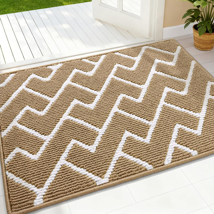 OLANLY Front Door Mat, Non-Slip Rubber Backing, Dirt Resistant and Absorbent, Washable, Easy to Clean Low-Profile Indoor Doormat for Back Door, Entryway, Inside Entrance, 36x24, Beige