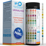 life2O 14-Panel Urine Test Strips for Urinalysis 100ct, Testing Kit for UTI, Keto, Ketosis, Protein, Specific Gravity, pH, Ketone, Bilirubin, Vitamin C, CRE, SGR & More