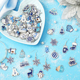 SANNIX 110Pcs/55 Pairs Christmas Winter Charms, Winter Charms for Jewelry Making, Assorted Snowflake Penguin Snowman Polar Bear Gold Enamel Charm Pendants for DIY Bracelet Necklaces Earrings Craft