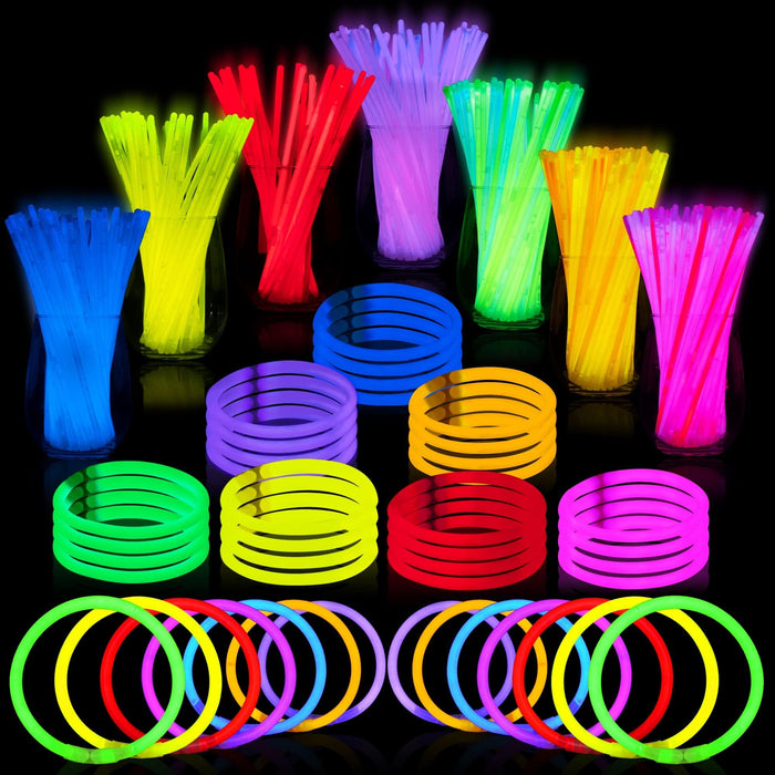 JOYIN Glow Sticks Bulk 1000 8" Glowsticks ; Glow Stick Bracelets; Glow Necklaces; Glow in The Dark, July 4th, Christmas, Halloween Party Supplies Pack, Football Party Supplies