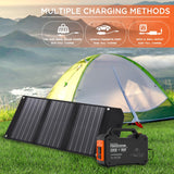 Takki Portable Power Station 111Wh, Camping Solar Generator Power Bank Battery Pack with 110V/100W (Peak 150W) AC Outlet USB Ports Camping Lights for Emergency Home CPAP Power Supply